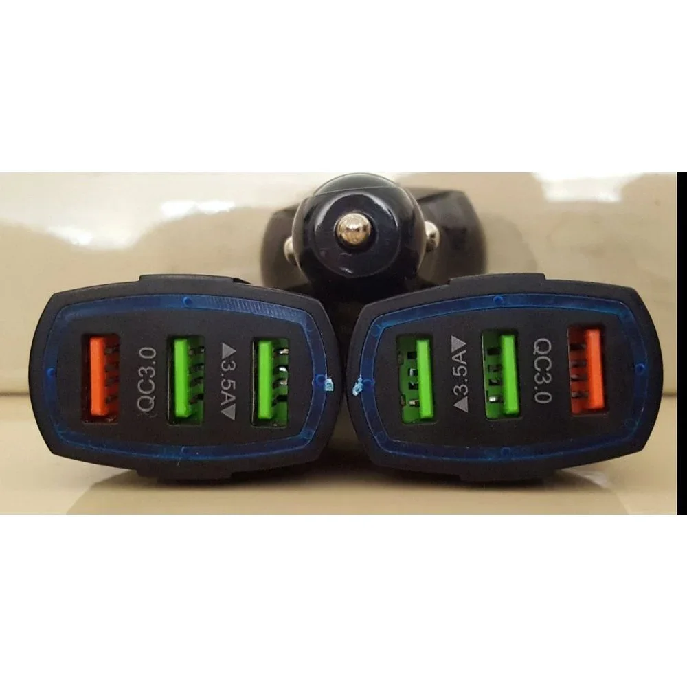3Pack Triple Port Car Phone Charger QC QuickCharge for charging Multiple Devices